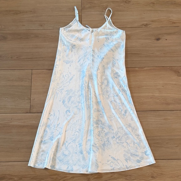Oscar de la Renta Neiman Marcus Blue Floral Satin Chemise Nightgown Small S - Picture 4 of 4